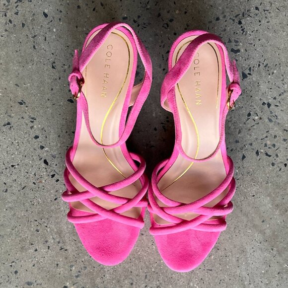 Cole Haan Grove Suede Platform Sandal Neon Fuschia NIB - Picture 8 of 11